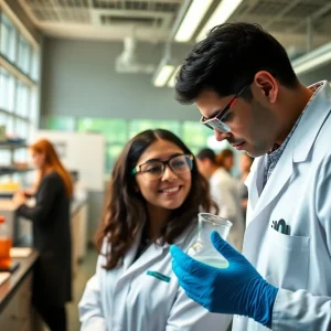 Researchers collaborating in a laboratory environment at a North Carolina university.