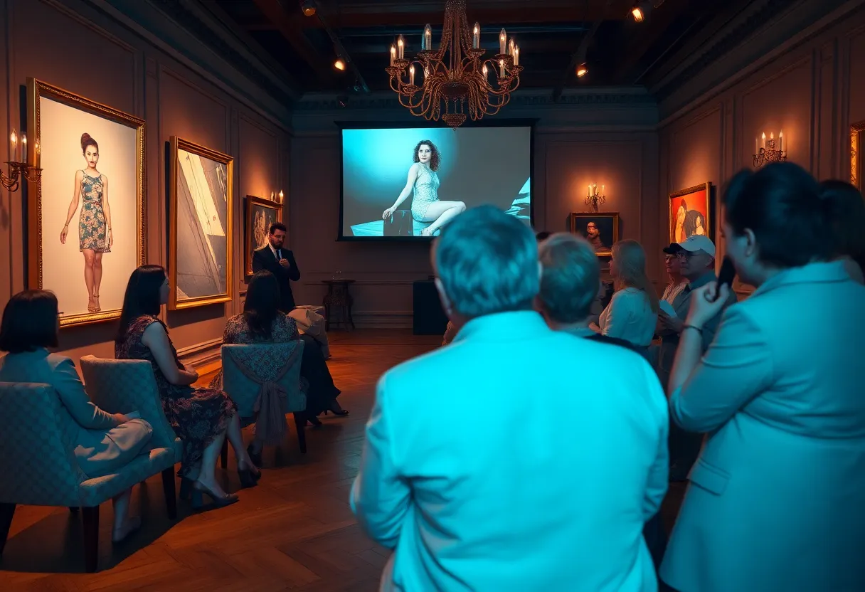 Audience watching the John Singer Sargent film at the Asheville Art Museum