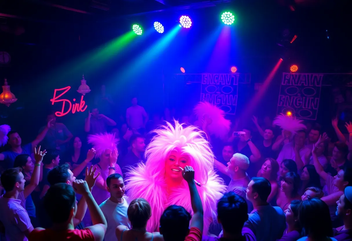 A lively drag performance at Scandals Nightclub in Asheville.