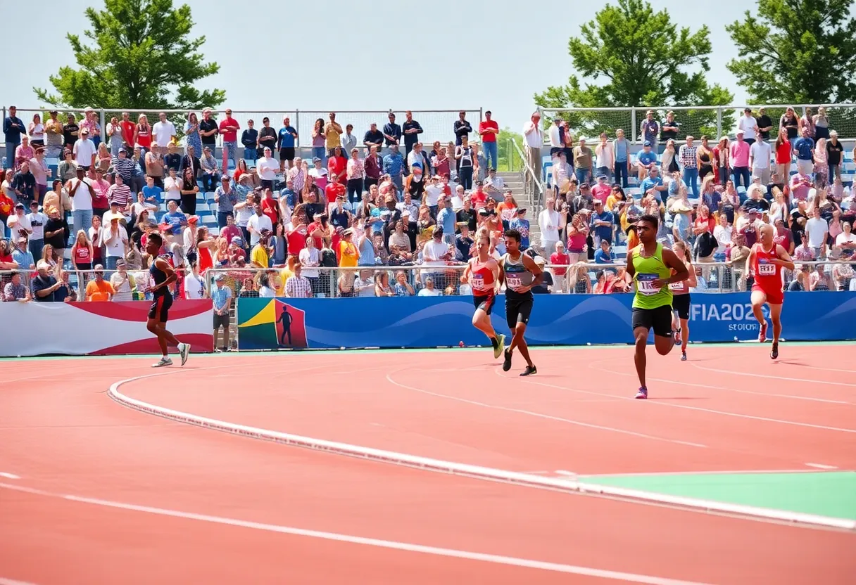 Athletes competing at the UNC Asheville Track and Field event
