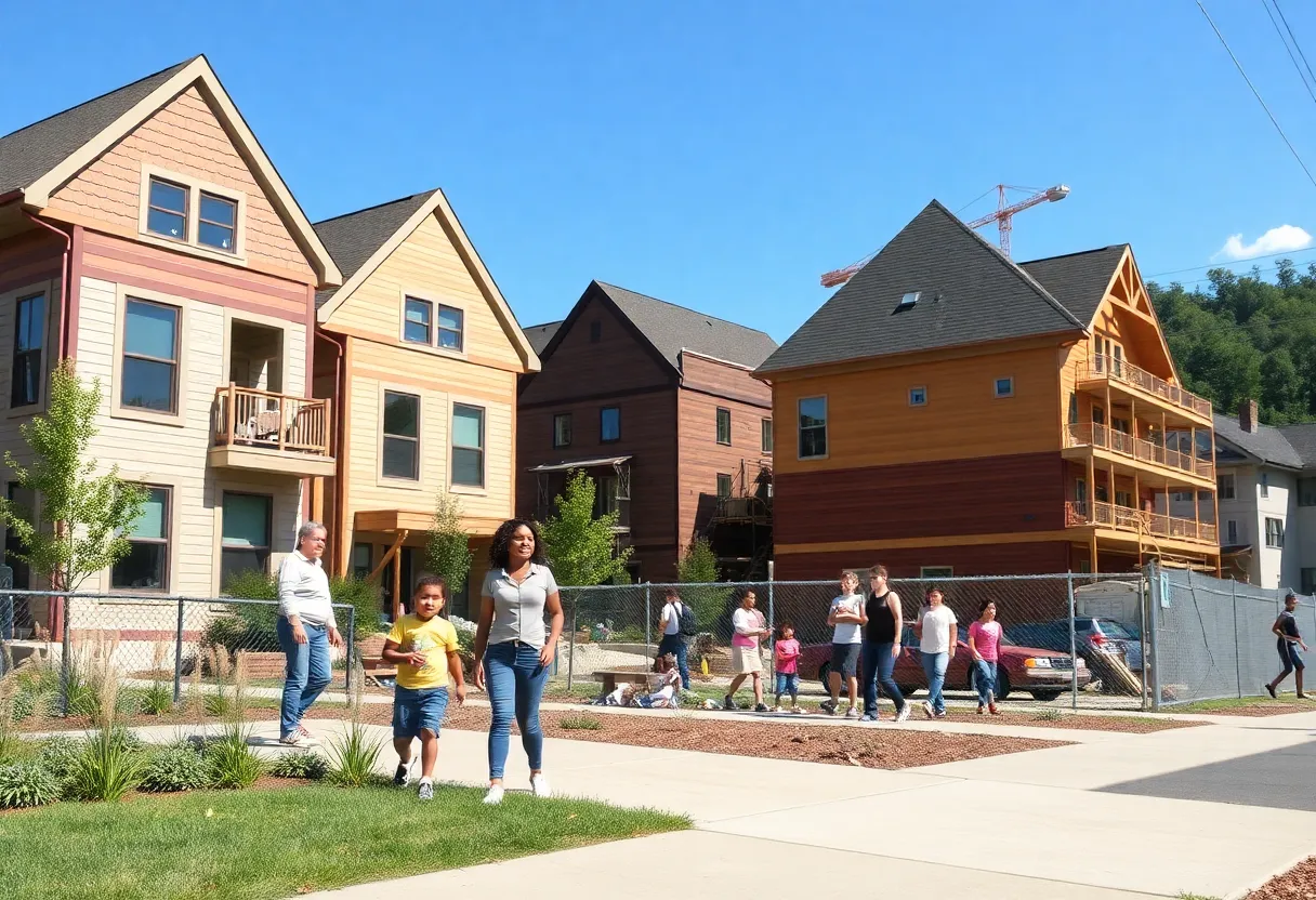 Affordable housing developments in Asheville with families and volunteers