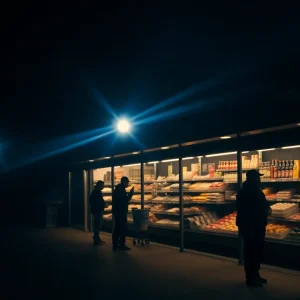 Police presence at a grocery store following an armed robbery.