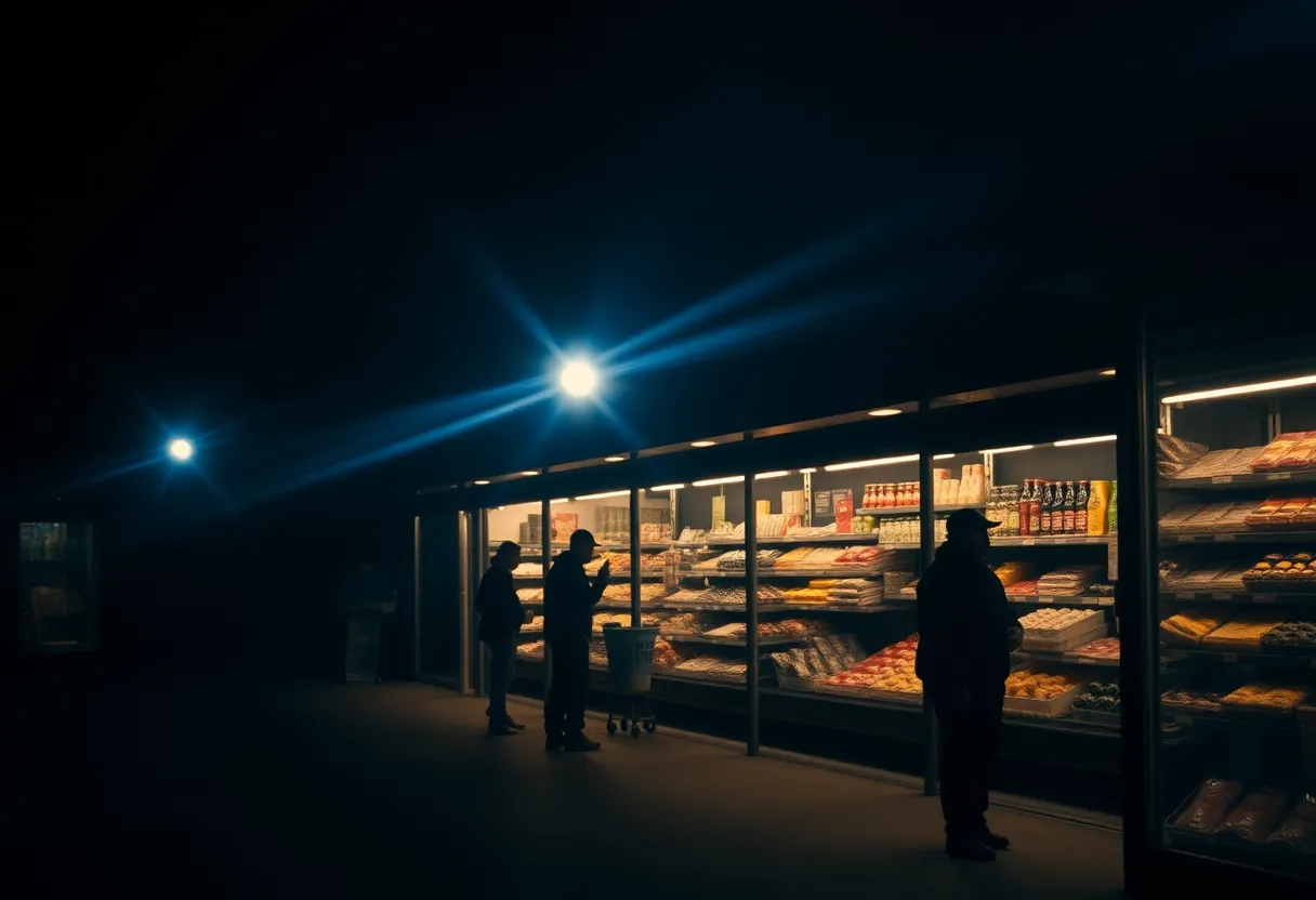 Police presence at a grocery store following an armed robbery.