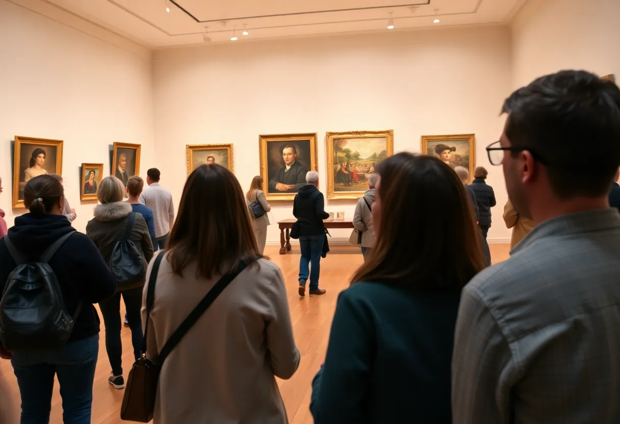 Visitors at the Asheville Art Museum exploring art exhibitions