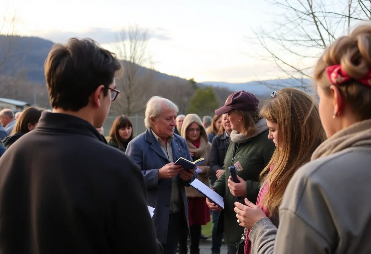 Community gathering in Asheville on Ash Wednesday