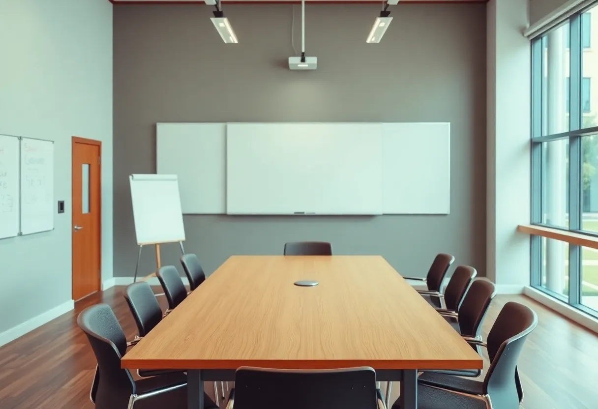 Board of education meeting room setup