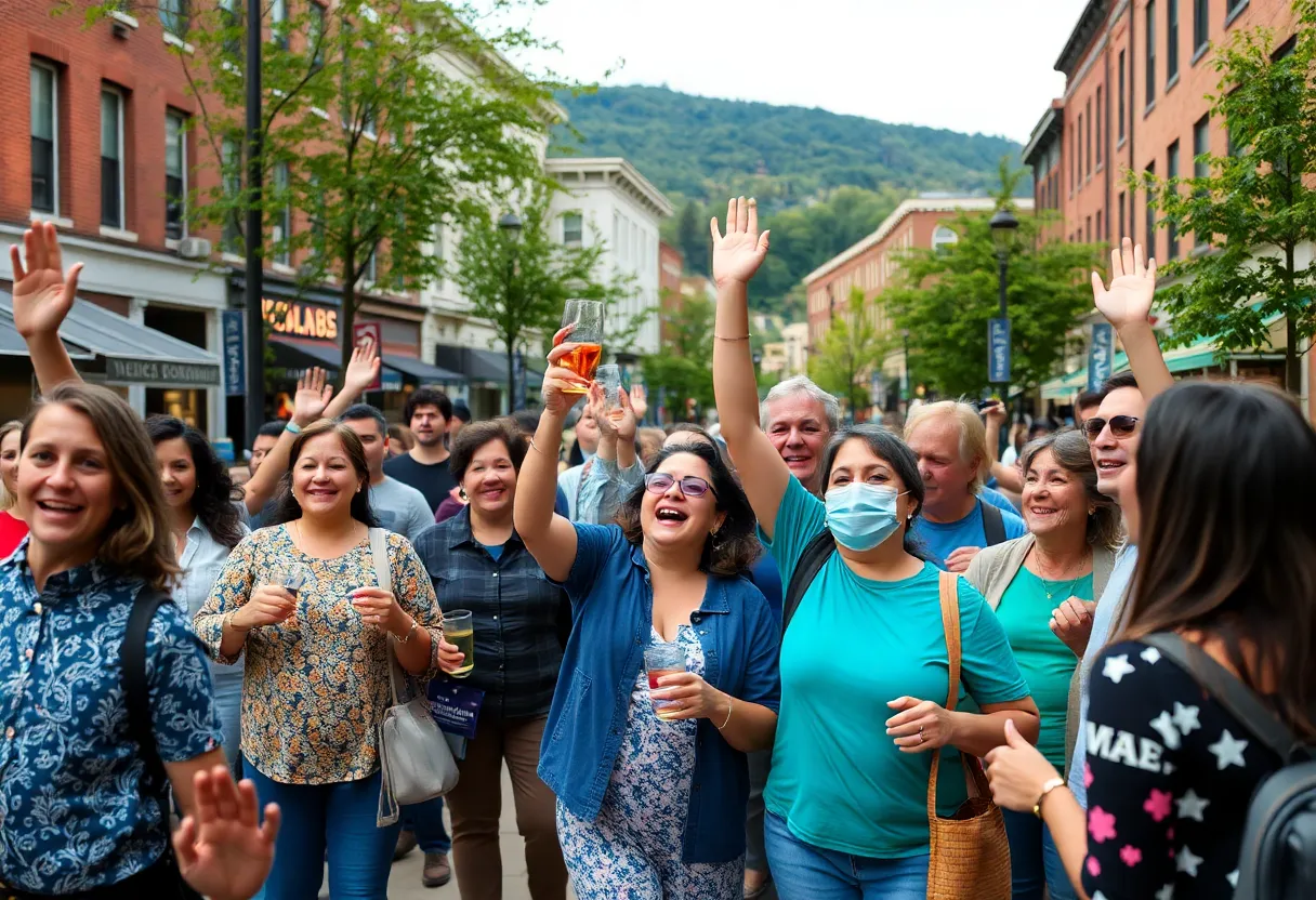 Residents of Asheville celebrating the end of the boil water advisory