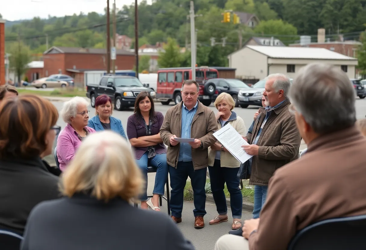 Community members discussing recovery plans in Asheville