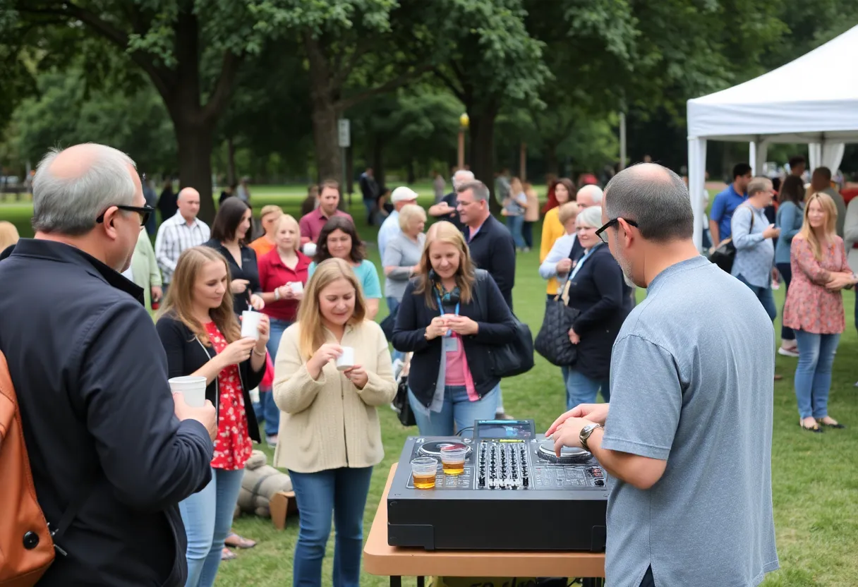 Community gathering at a fundraiser event in Asheville