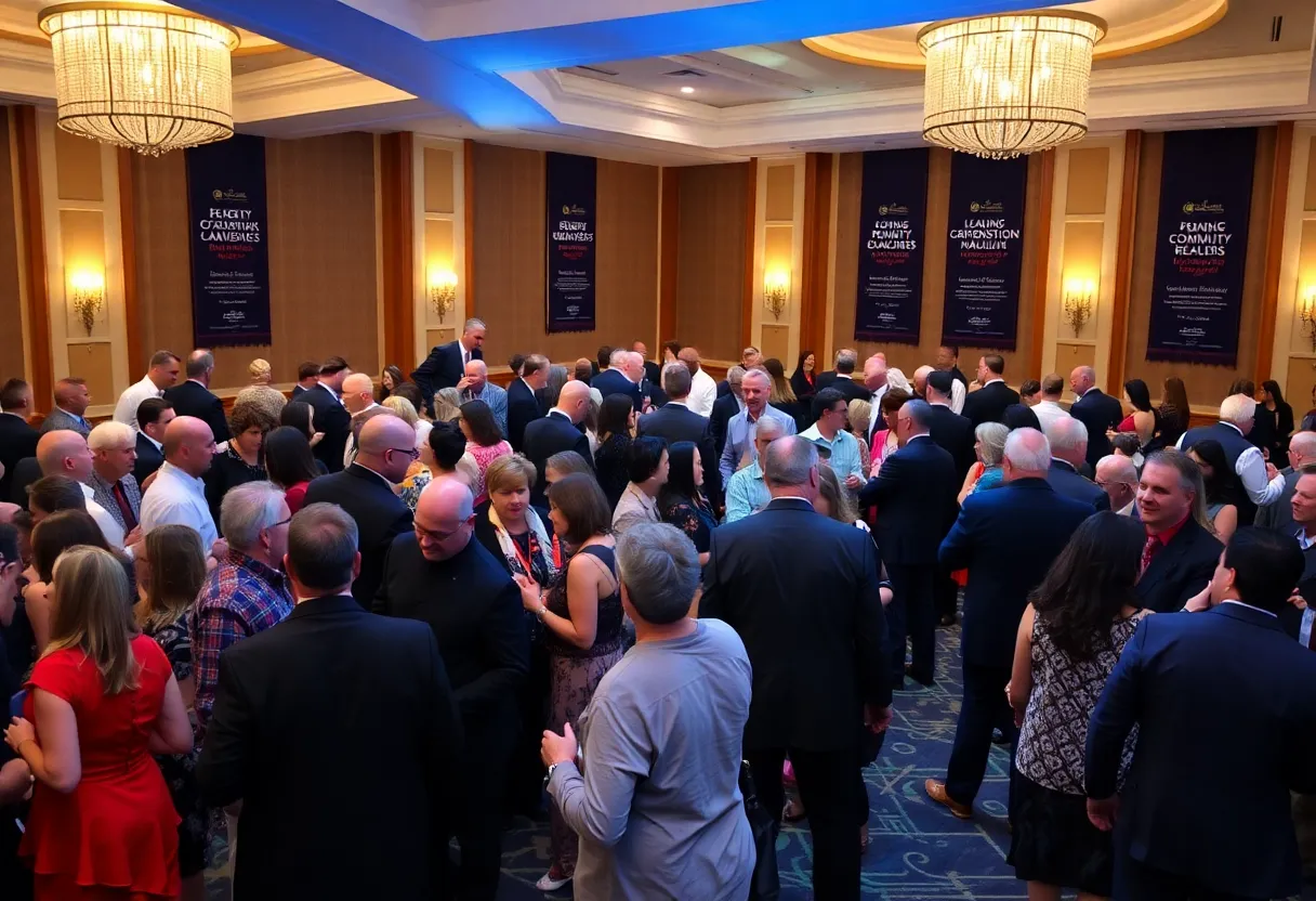 Gala attendees celebrating community service achievements in Asheville