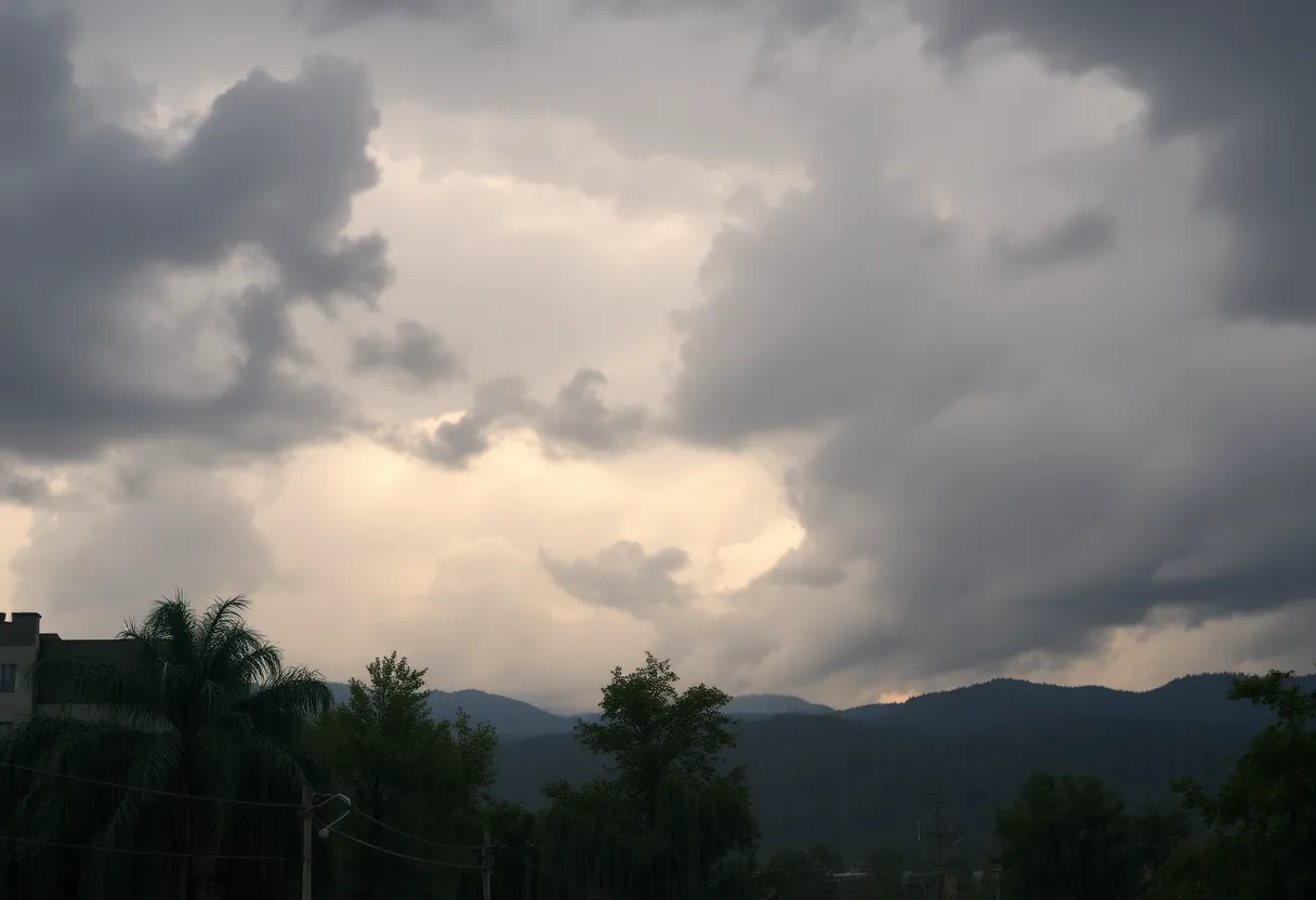 Storm clouds and high winds above Asheville, NC