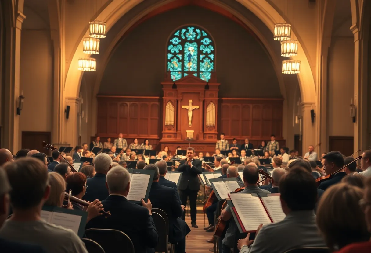 Orchestra performing at the Asheville Symphony Masterworks 5 concert