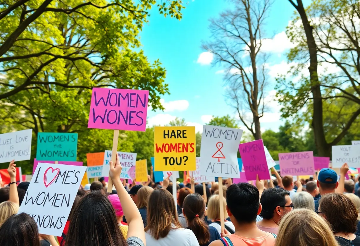 Crowd of participants at Asheville Women’s Rights March