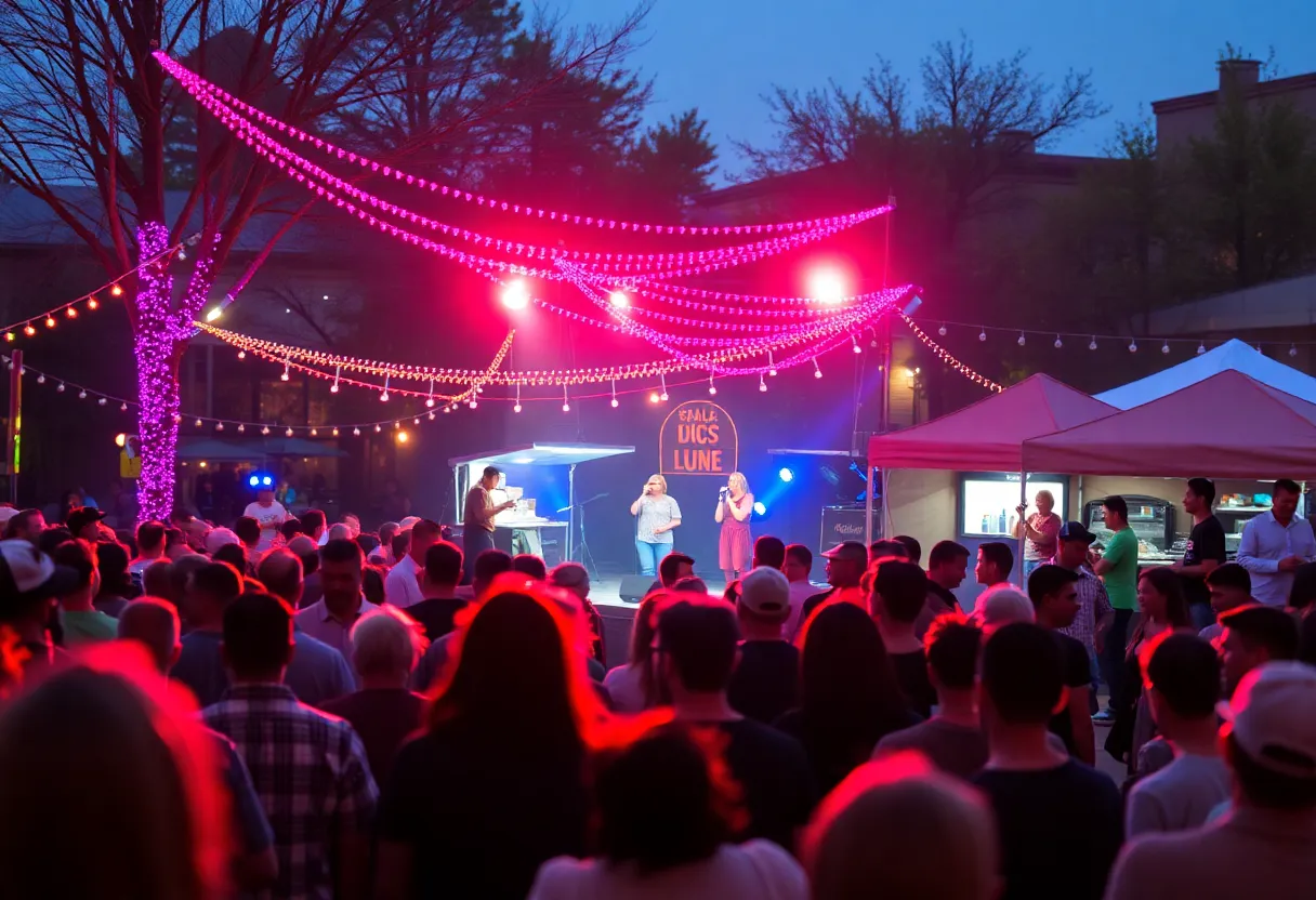 Crowd enjoying a live concert at Pack Square Park in Asheville