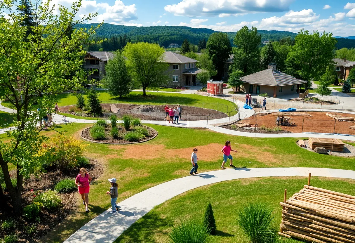 Revitalized parks in Asheville following recovery efforts from Hurricane Helene.