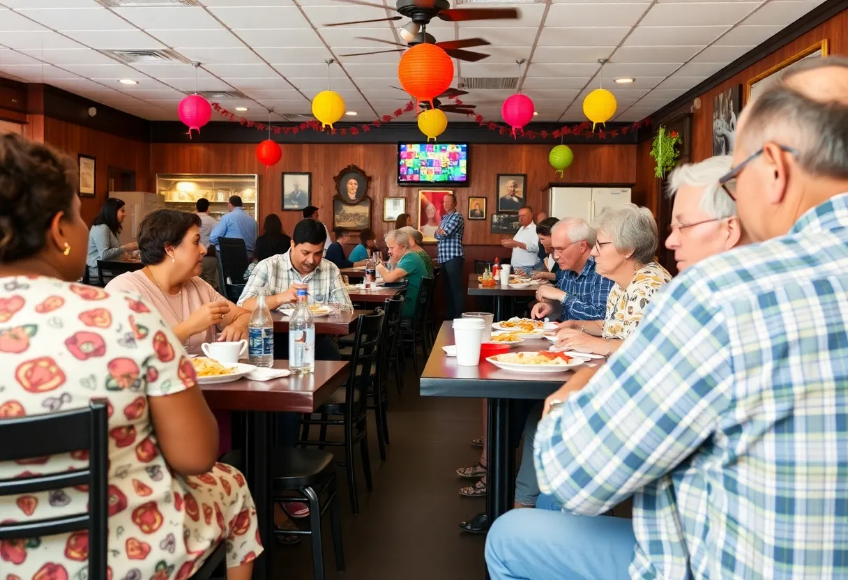 Community members enjoying meals at Dining Out For Life fundraiser in Asheville.