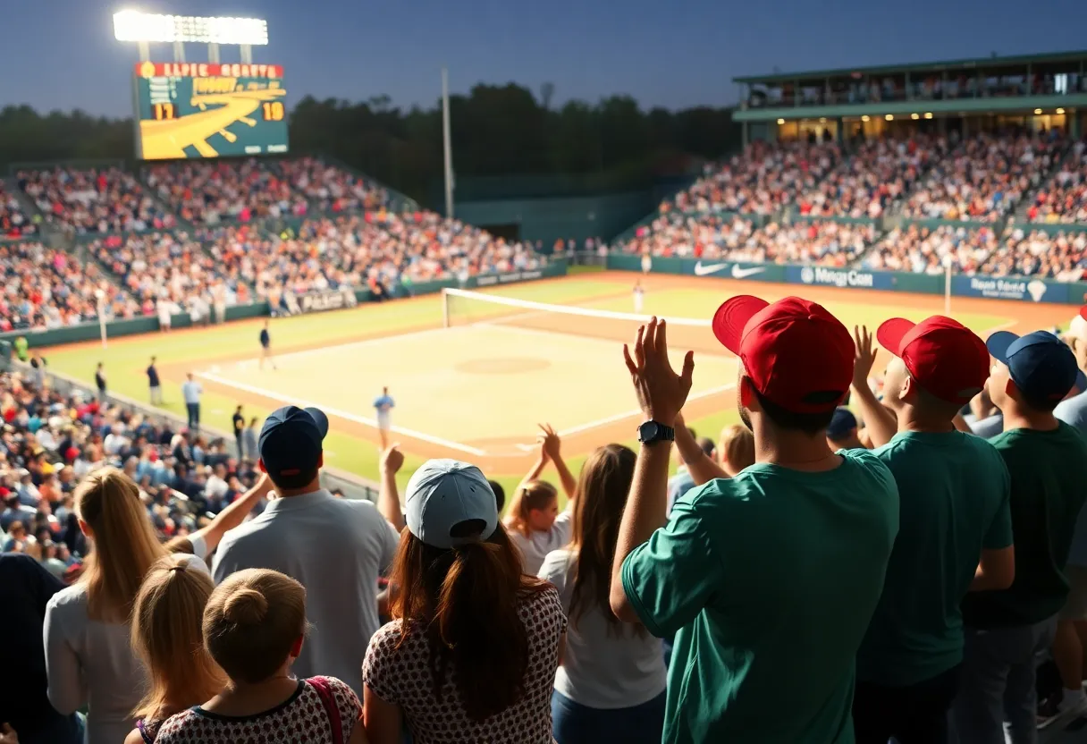 Fans cheering at a UNC Asheville baseball and tennis match