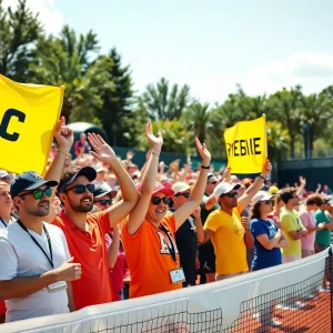 Fans cheering for UNC Asheville Men's Tennis