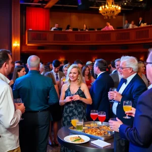 Community members enjoying a fundraiser event at Asheville Community Theatre