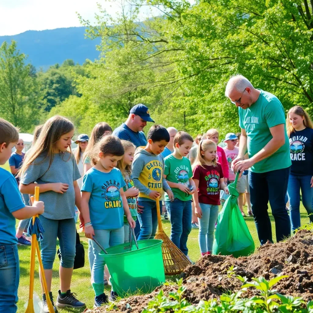 Families participating in Asheville Earth Day events