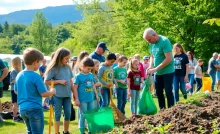 Families participating in Asheville Earth Day events