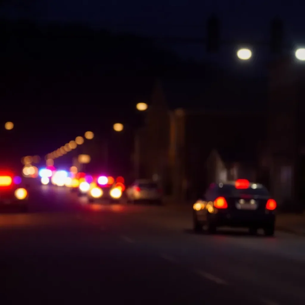 Police lights at the scene of a hit-and-run in Asheville