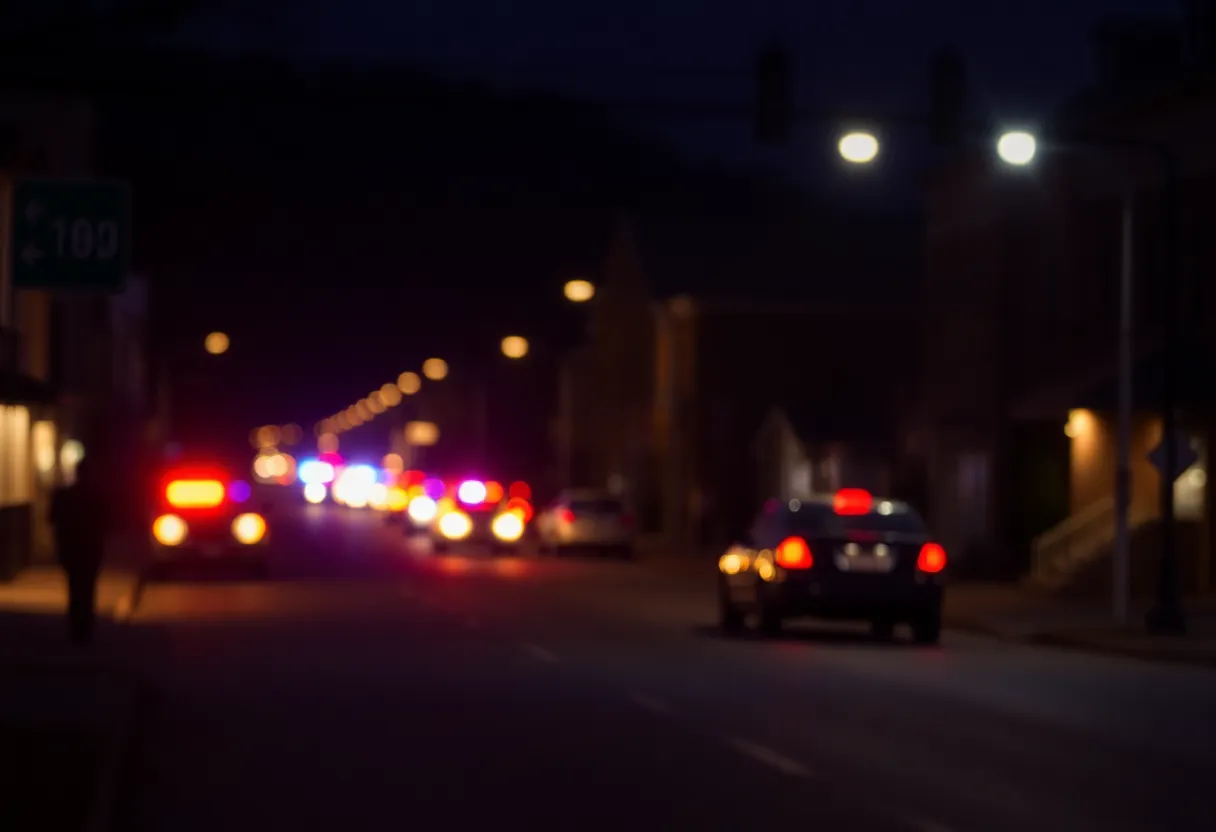 Police lights at the scene of a hit-and-run in Asheville