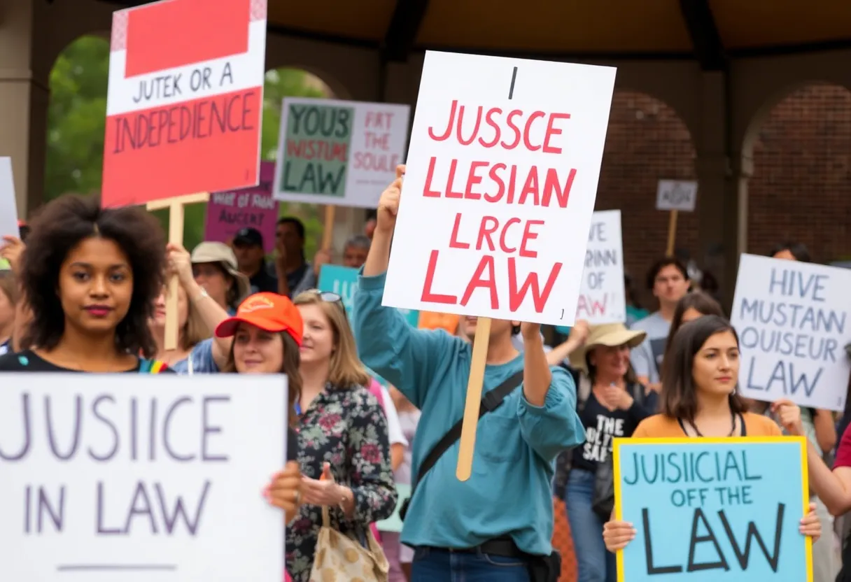 Rally participants celebrating National Law Day in Asheville