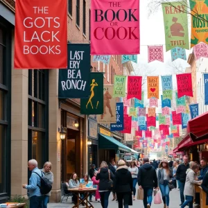 People celebrating Independent Bookstore Day in Asheville
