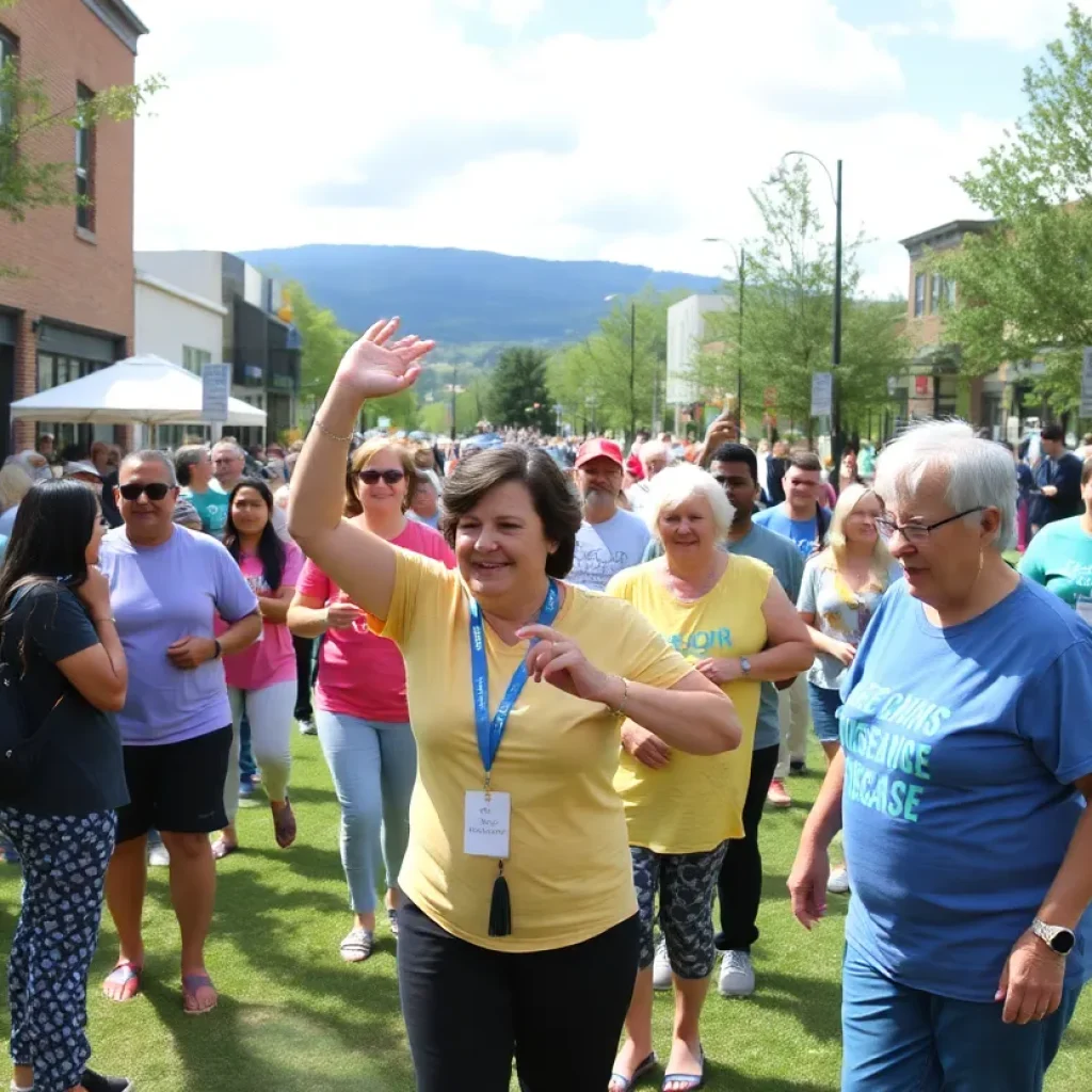 Asheville community members participating in Parkinson's awareness activities
