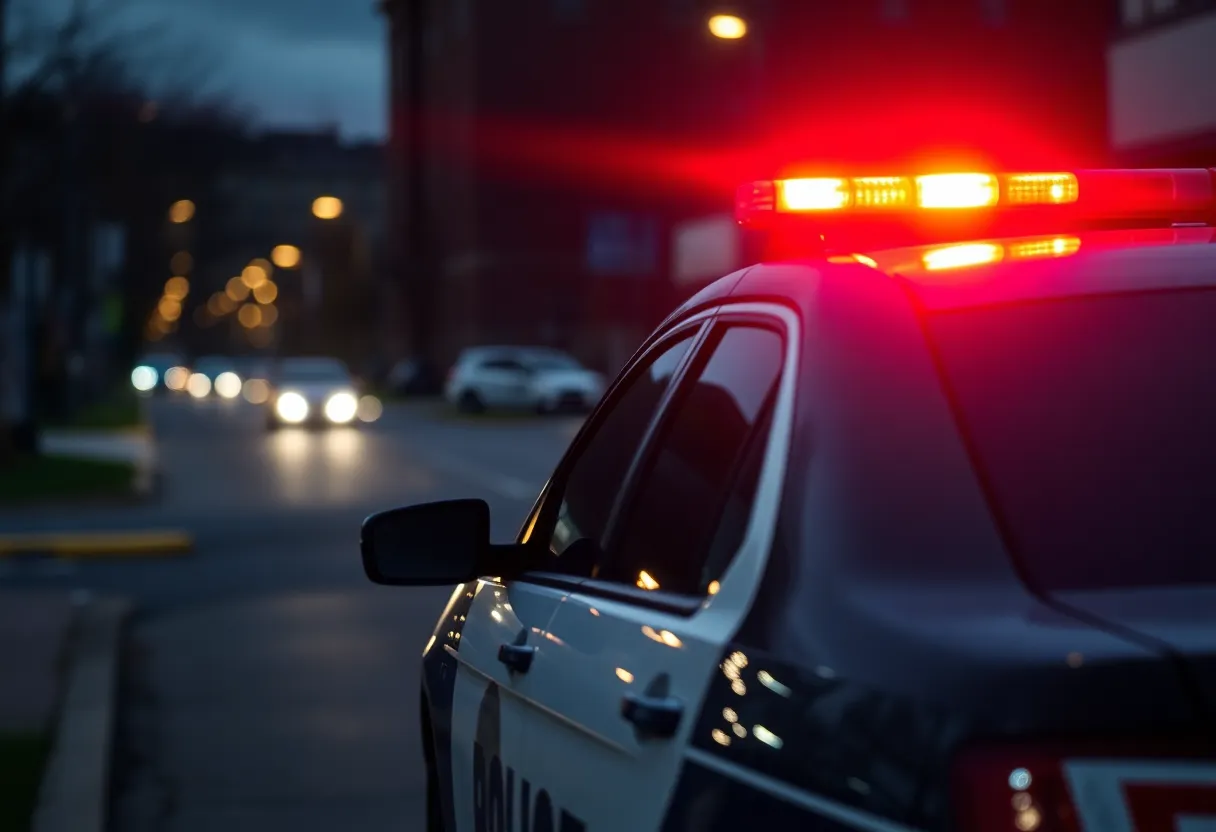 Police car in Asheville responding to a crime scene