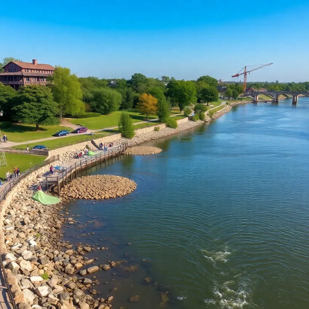 Restored riverfront parks in Asheville