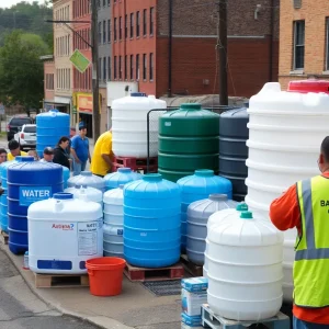 Volunteers distributing water in Asheville during ongoing water crisis