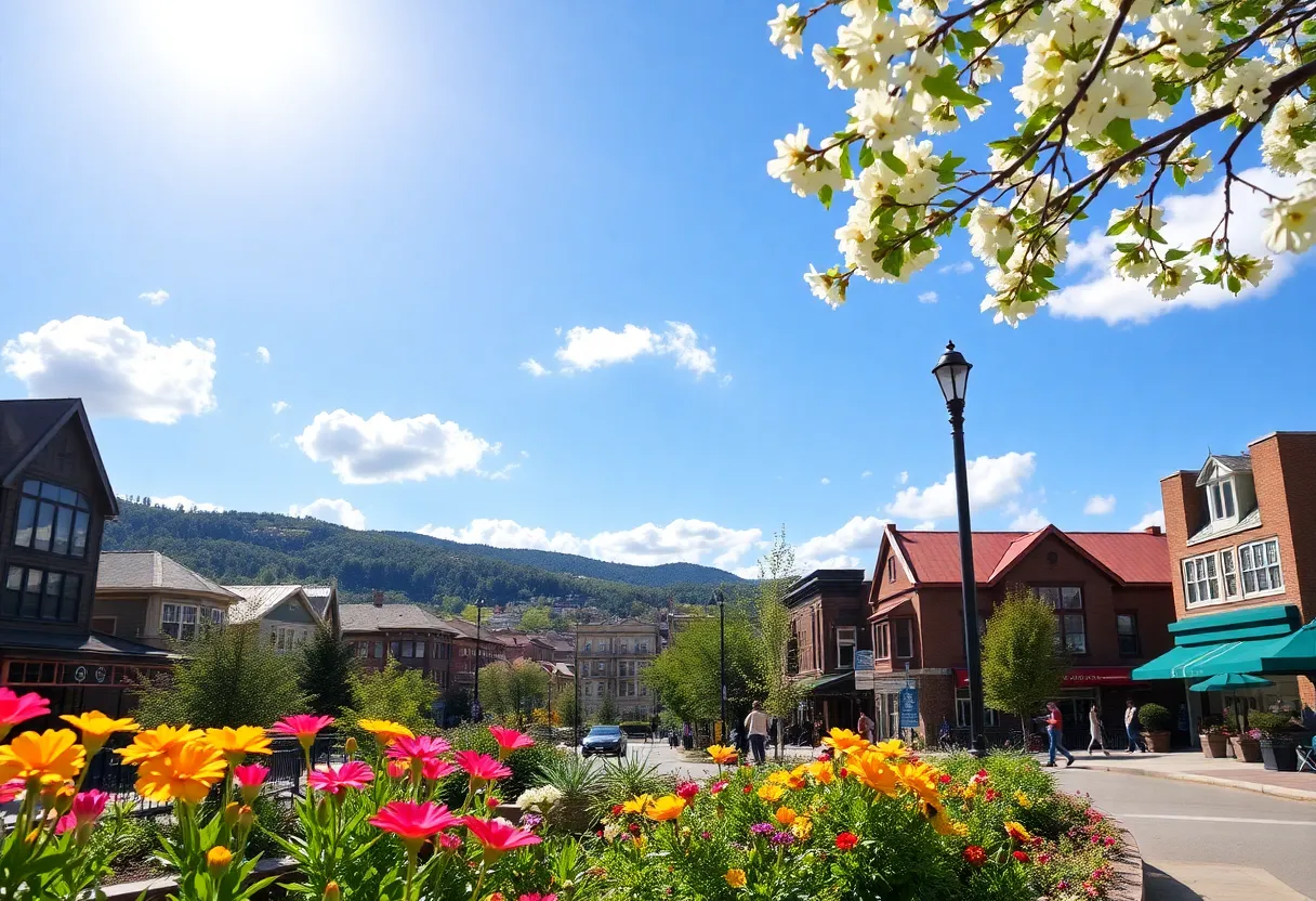 Scenic view of Asheville North Carolina showing warm weather