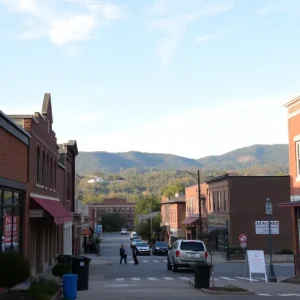 Scenic view of Asheville, NC showing closed businesses post-Tropical Storm Helene