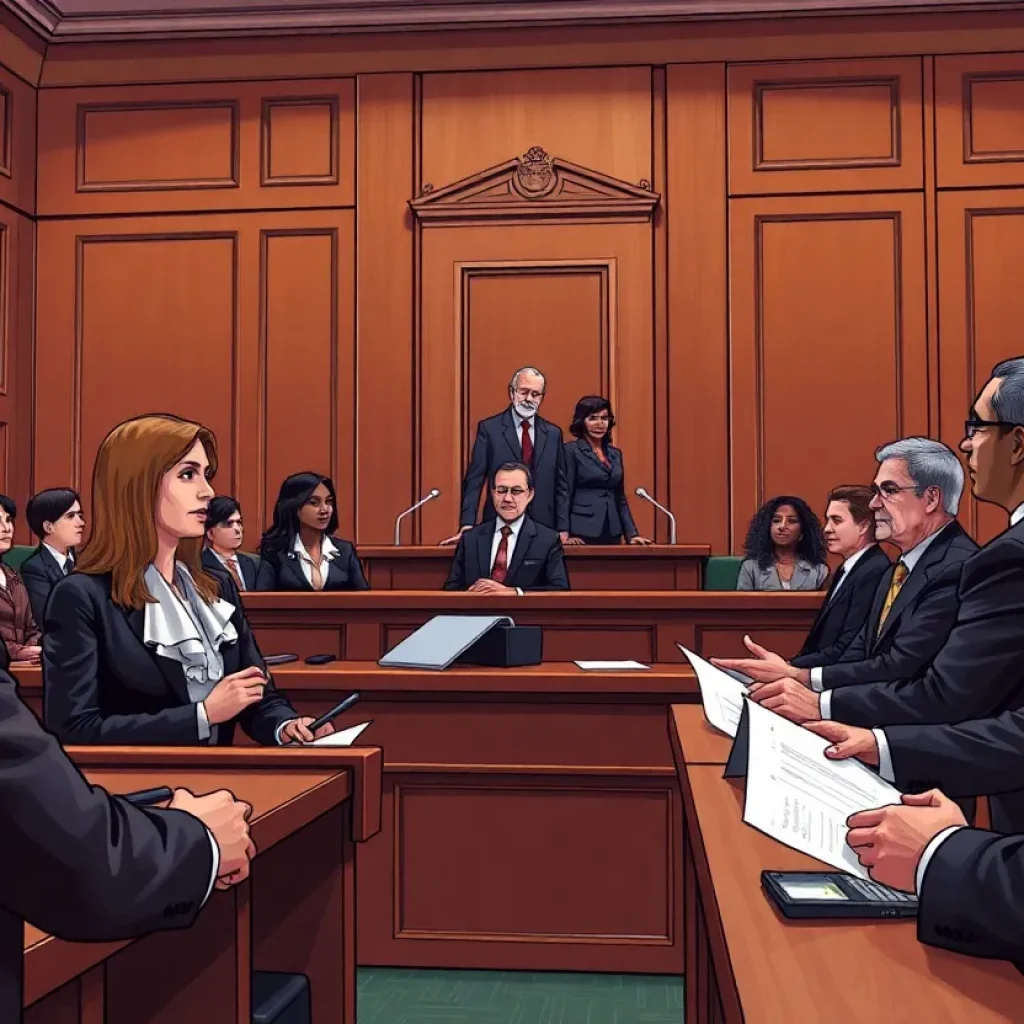 Courtroom scene representing justice in Buncombe County