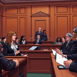 Courtroom scene representing justice in Buncombe County