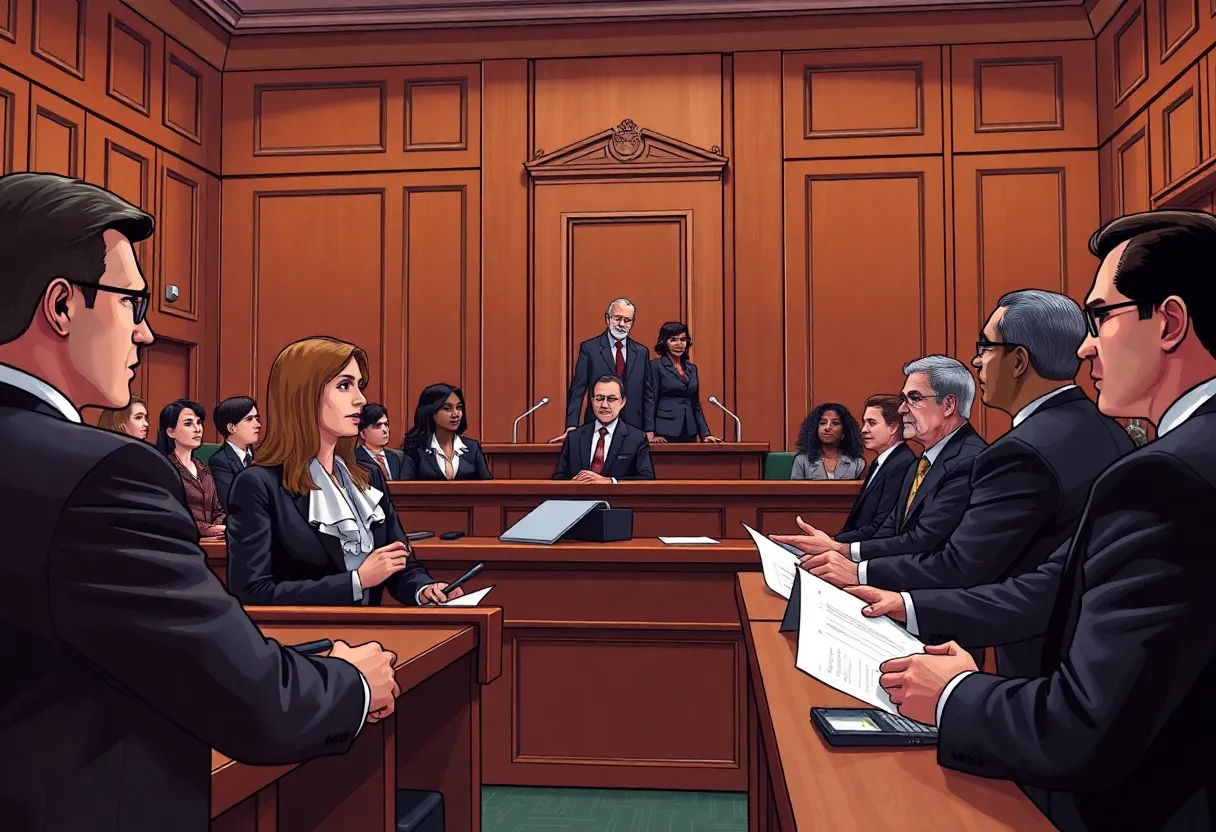 Courtroom scene representing justice in Buncombe County