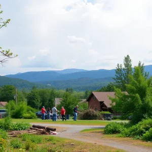 Community members participating in recovery efforts in Buncombe County after Hurricane Helene.