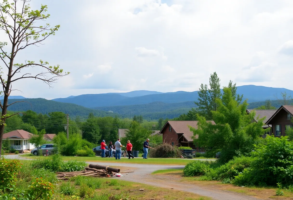 Community members participating in recovery efforts in Buncombe County after Hurricane Helene.