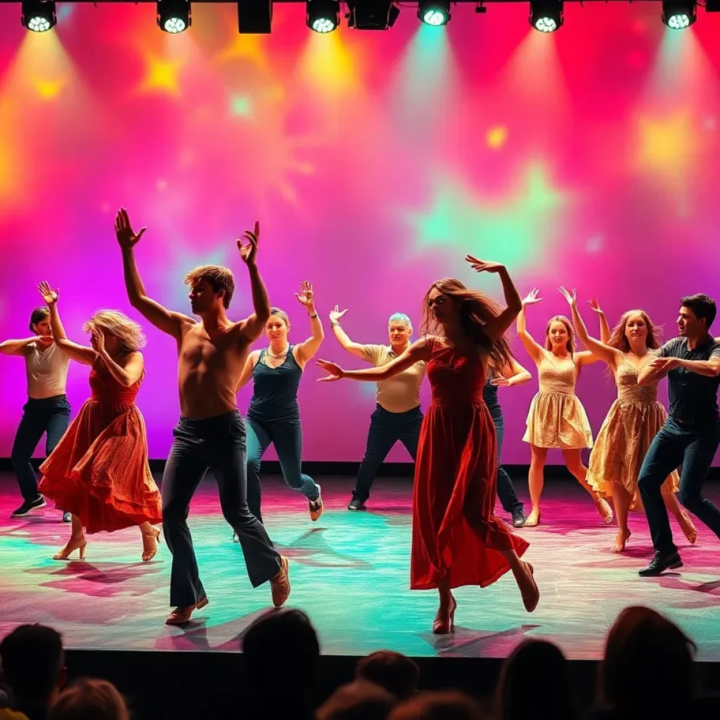 Dancers performing on stage during a contemporary dance show