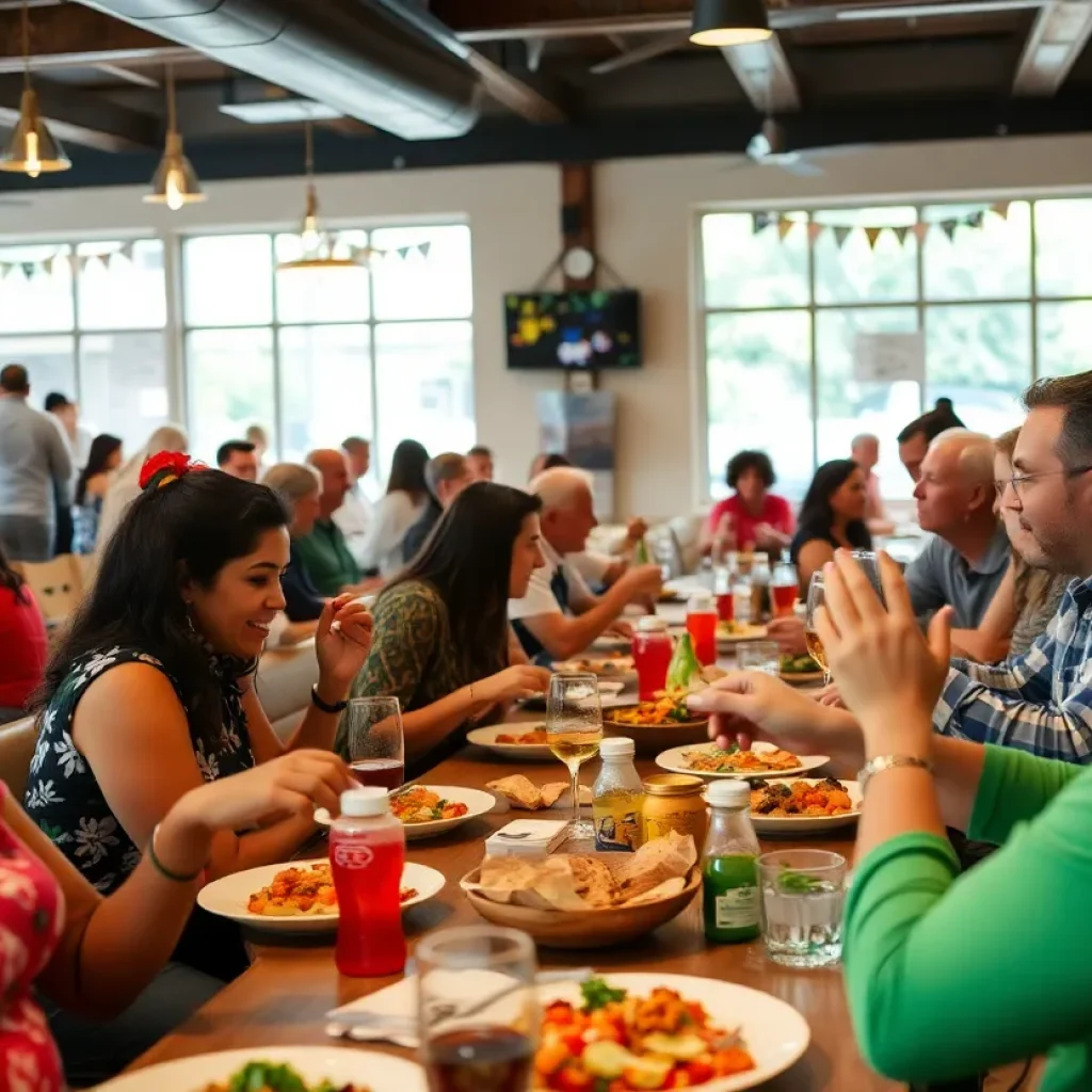 Community members enjoying a meal at Dining Out For Life in Asheville