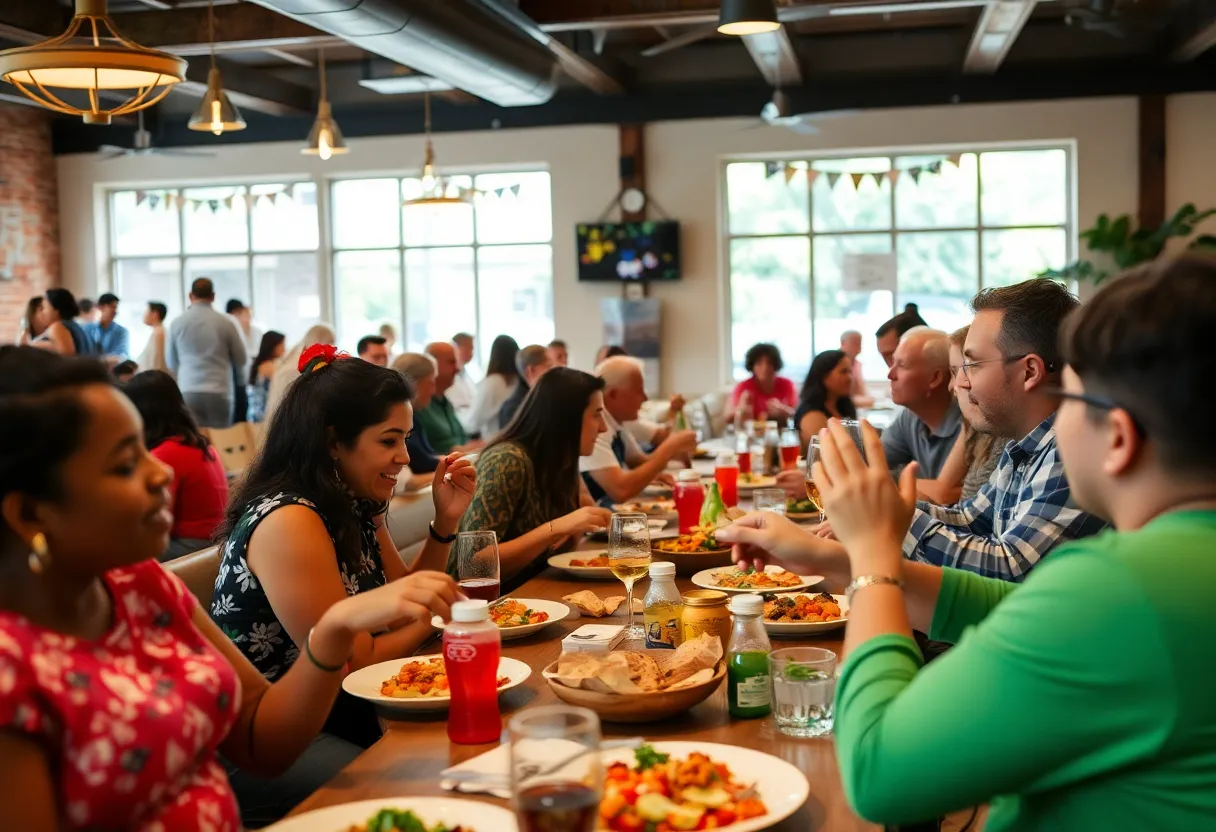 Community members enjoying a meal at Dining Out For Life in Asheville