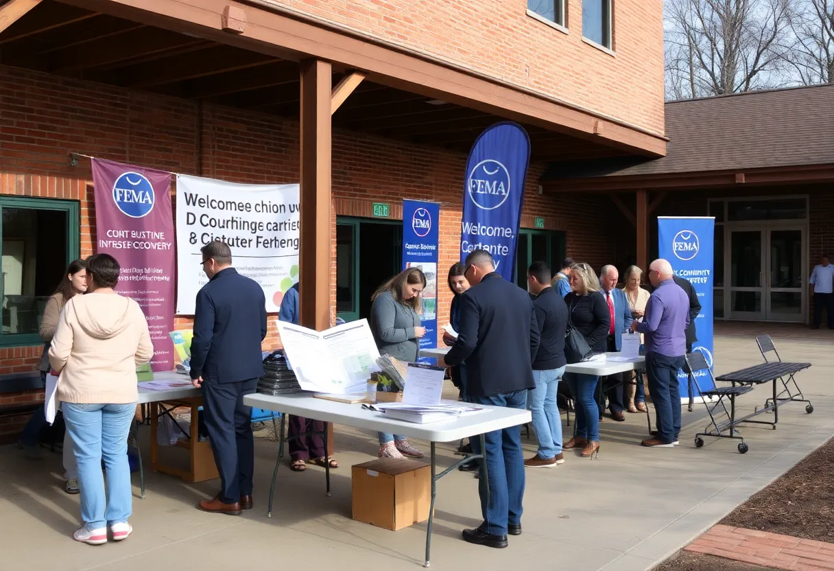 Community members at a disaster recovery resource center in Asheville, NC.