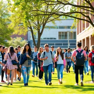 Students at UNC Asheville enjoying academic activities on campus.