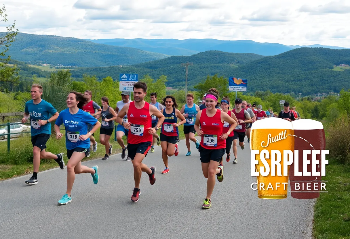 Runners participating in the Ville to Ville Craft Brew Relay in Asheville