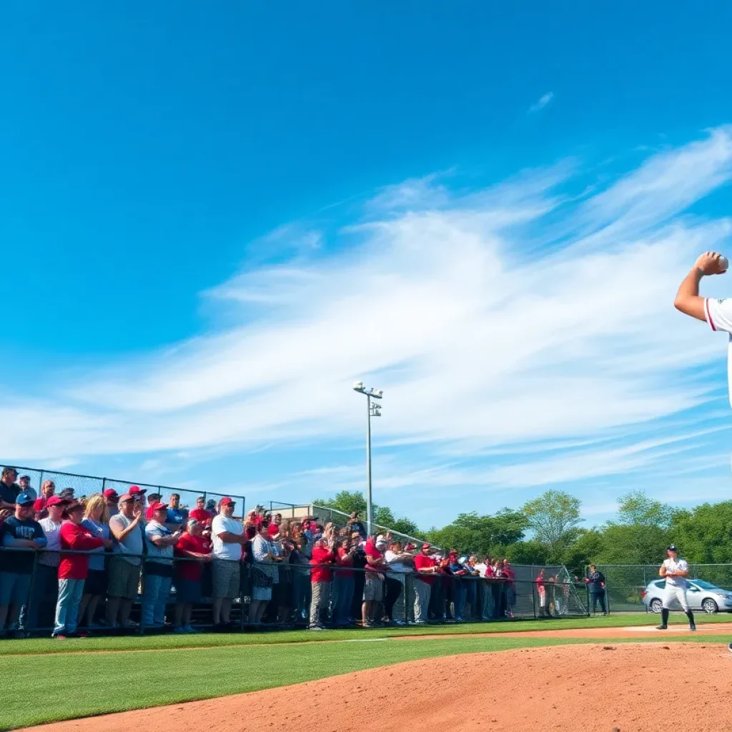 A young pitcher on the mound during a high school baseball game.