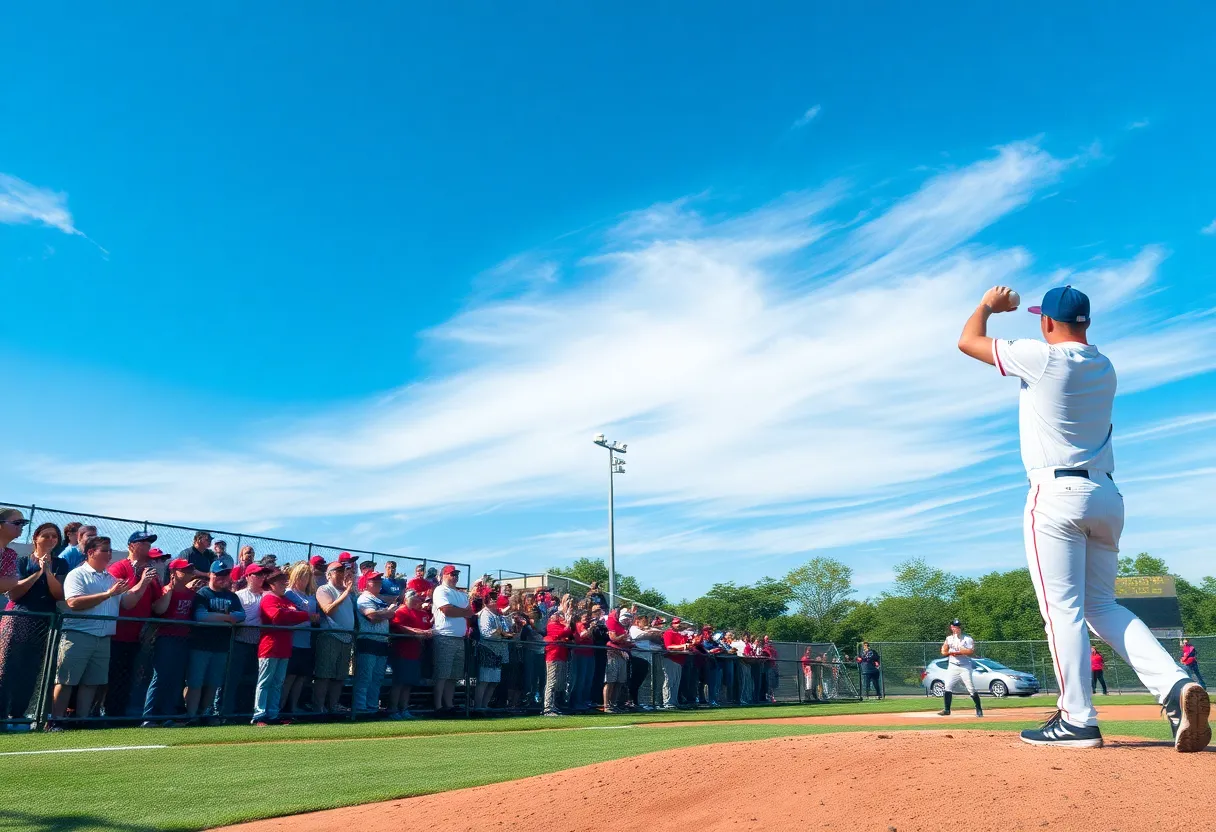 A young pitcher on the mound during a high school baseball game.