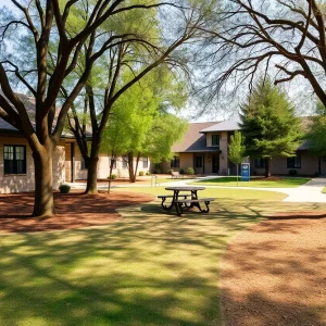 Peaceful outdoor area of a residential treatment center