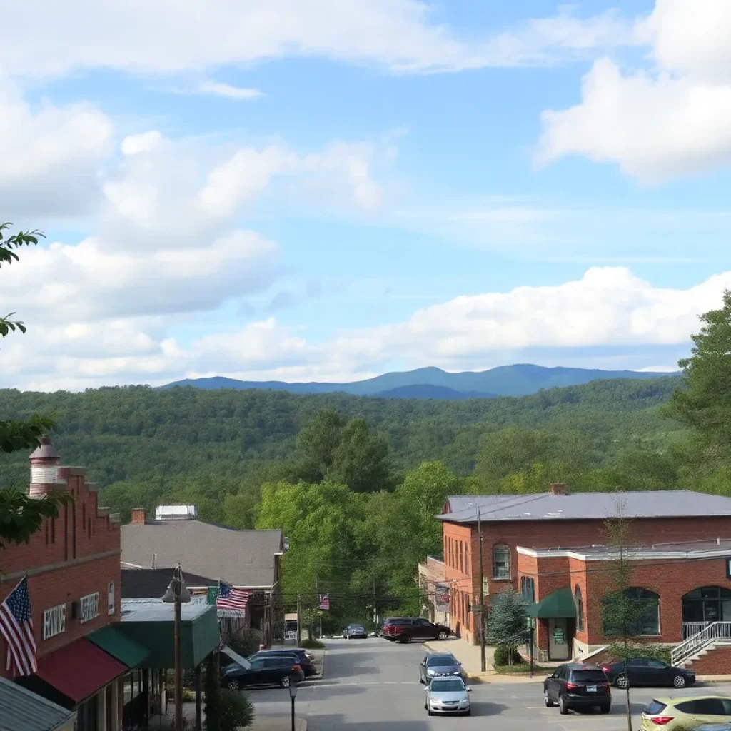 Scenic view of Asheville showing the impacts of Hurricane Helene on local businesses and environment.